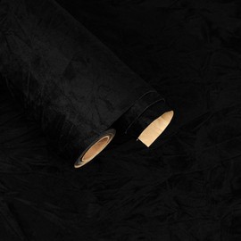 FANCYEASY Self Adhesive Velvet Drawer Liner Black Velvet Flocking Liner for Jewelry Dresser Shelf 15.7"x118" Soft Felt Fabric Wallpaper Peel and Stick Black Contact Paper for Cabinets Art Crafts