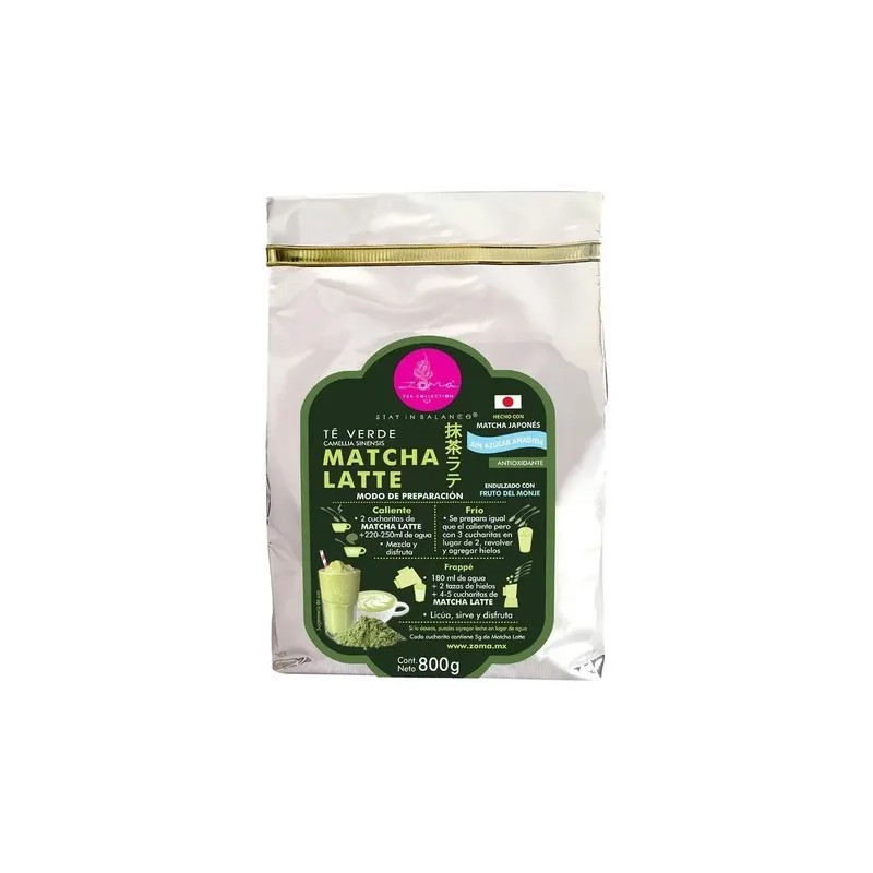 Té Verde Matcha Latte Sin Azúcar Zoma Tea 800 G