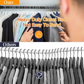 Closet Rod, 17 to 99 inches Adjustable Closet Rods for Hanging Clothes Heavy Duty Closet Hanging Rod Metal Black Rod for Closet, Wardrobes, Bathroom, Windows