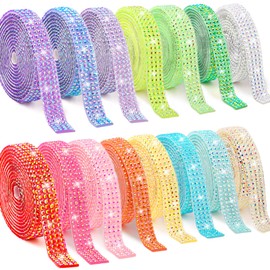 Tetutor 15 Yards Self Adhesive Rhinestone Strips, Rhinestone Ribbons Self Adhesive, Diamond Crystal Bedazzling Strips Glitter Bling Rhinestones Tape Stickers for Crafts, Fabric, Car, Shoes, Décor