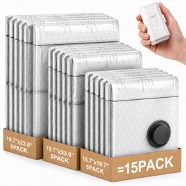 Vacuum Storage Bags with Rechargeable Air Pump, 15 Pack Vacuum Seal Bags for Clothing Travel, Space Saver for Clothes, Bedding, Pillows, Seasonal Storage