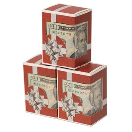 DUNEROLLER Christmas Cash Gift Boxes for Gifting Money Red Wrapped Box and Silver Bow Design