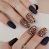 Juego de uñas de ataúd esmeriladas, uñas postizas de cristal