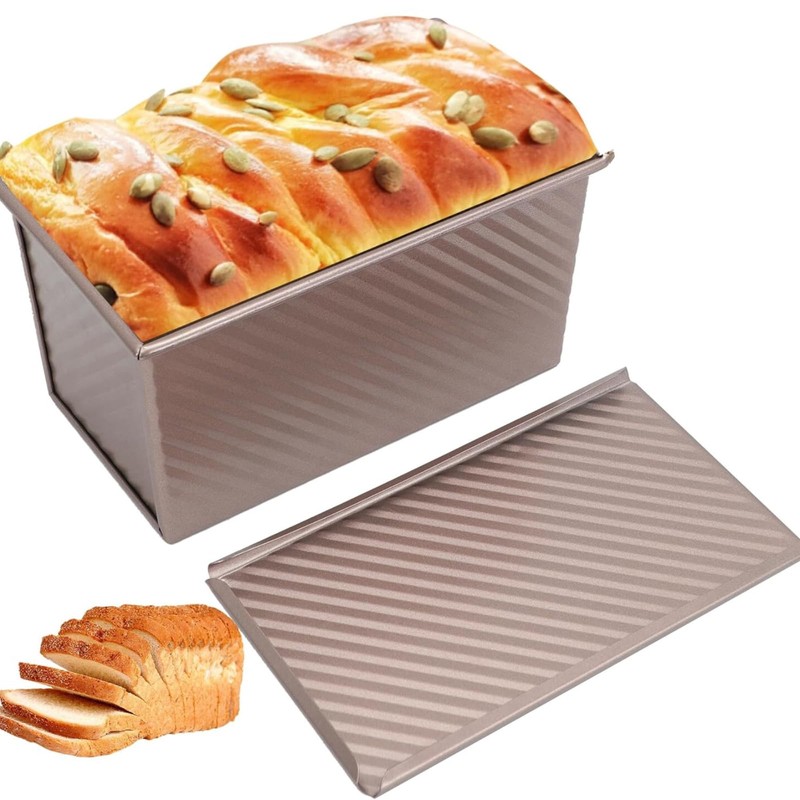 Spmarkt 2pack Pullman Bread Pans with Lid, 1LB Capacity Bread