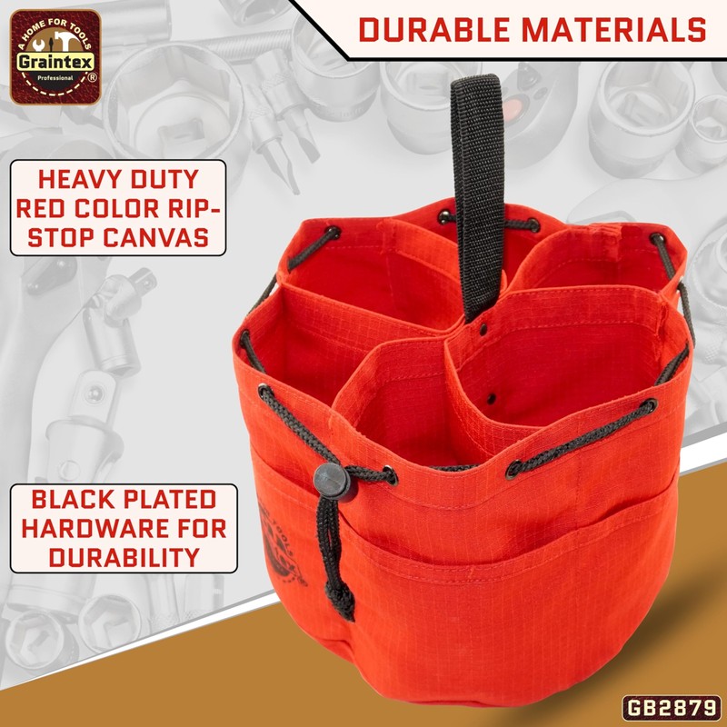 Graintex 18 Pockets Grab Bag Rip-stop Canvas Drawstring Closure, Small