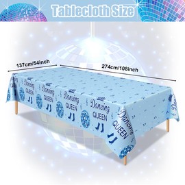 Lianxuia 3pcs Dancing Queen Plastic Tablecloth, 54 x 108 Inch Mamma Mia Party Table Cover, 70s Disco Ball Tablecloth for Mamma Mia Bachelorette Party, 17th Bluey Birthday Party Decorations