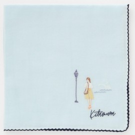 Kitamura 001166-0002-01 Kitamura Gauze Handkerchief Kitamura Girl (Blue) Women's Gauze Handkerchief, Approx. 16.9 inches (43 cm), blue
