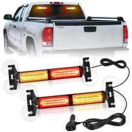 Nilight 40LED Amber Red Emergency Strobe Traffic Advisor Light Bar with Suction Cups Dash Safety Warning Hazard Flashing Lights Interior Front/Rear Windshield for Trucks Construction Vehicles