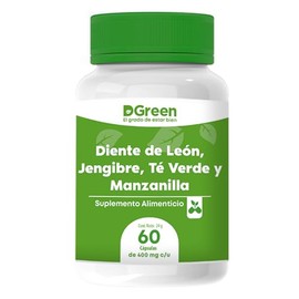 Diente De Leo, Jengibre, Té Verde y Manzanilla DGREEN by Gaero Shop | 60 Cápsulas de 400 mg | Suplemento Alimenticio Natural con Ingredientes Certificados | 100% Mexicano