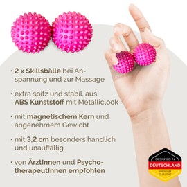 2 x DBT Skills Hedgehog Ball, Magnetic High Stress Acupressure Ball, Biodegradable, Pink, 32 mm Diameter, for Stress Relief or Massage, Against Tension and for More Concentration