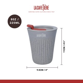 La Cafetière 'The Beanie' Reusable Coffee Cup, Insulated Travel Cup with Comfortable Grip and Leak Proof, 90% Recycled Coffee Husk, 227ml