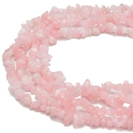 PLTbeads 5-8mm Natral Pink Rose Quartz Chips Healing Gemstone Waist Bracelets Necklace Kit Irregular Stone DIY Crafts Design Jewelry Making 1 Strand per Bag Approxi 33 inch