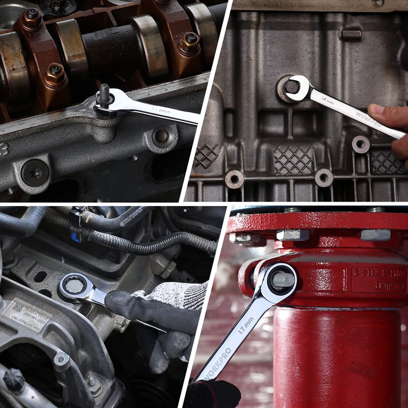 WORKPRO 7-Piece Ratcheting Combination Wrench Set, 72 Teeth, Cr-V Constructed,