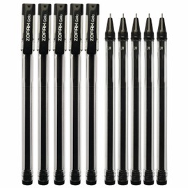 ZOFAX Gelo 10 x 0.6mm Tip BLACK Smooth Gel Pens Comfort Grip Non Fading Fine Writing - Office Business Home School Ideal