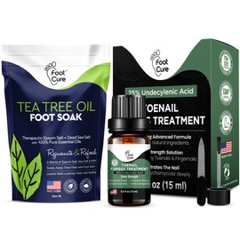 FOOT CURE Tea Tree Oil Foot Soak with Epsom Salt - For Toenail Repair, Athletes Foot, Nail Repair Solution
