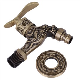 G1/2" Antique Brass Laundry Bathroom Washing Machine Wall Mounted Water Faucet Single Cold Tap
