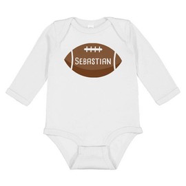 TATY Kids Football Sebastian Long Sleeve Baby Infant One Piece Bodysuit 18 Months White