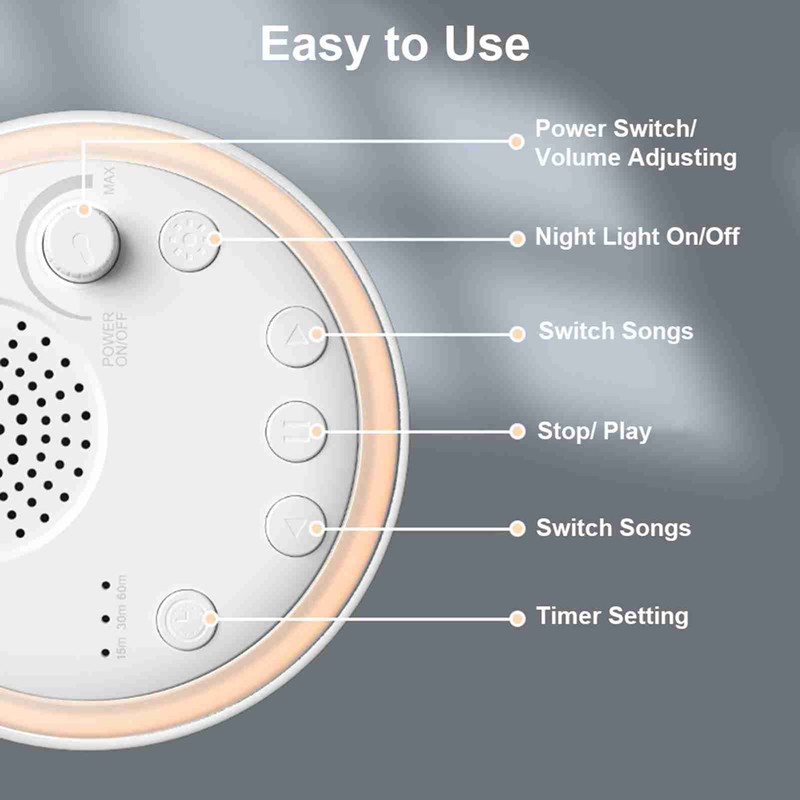 White Noise Machine 16 Sounds 3 Gear Timing Portable Baby