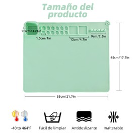 Tapete de silicona para manualidades, 21 x 17 pulgadas, alfombrilla de pintura de silicona con taza de agua extraíble, soporte para pintor, hoja de silicona antiadherente para fundición de resina,