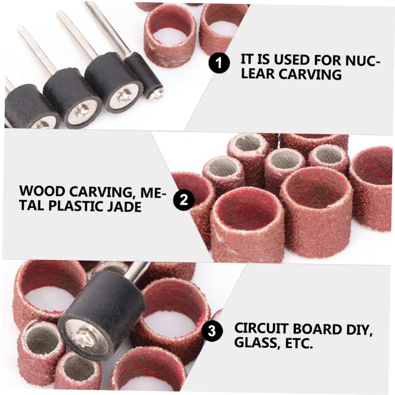 FOMIYES 20pcs Sandpaper Ring Sanding Head for Tool Mesh Polishing