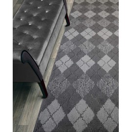 ORFA HOME Custom Length Hallway Runner Rug,Slip Resistant,Squares Anthracite, 26 Inch X 20 feet, Sold and Priced Per Foot