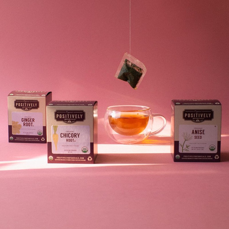 Organic Positively Botanicals Company, Chicory Root Herbal Tea Bags, 20