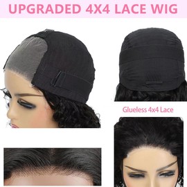 Wear And Go Glueless Wigs Human Hair Pre Plucked Pre Cut 4x4 Lace Closure Wigs Human Hair Body Wave Lace Front Wigs Human Hair Wigs for Black Women Beginner Friendly Natural Black 18 Inch