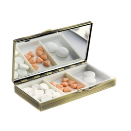 Lantelme 6840 Medication Box Engraved Brass Pill Box Gift Idea