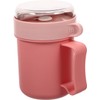 Taza de Desayuno Multiusos con Tapa y Cuchara, Rosa Plástico