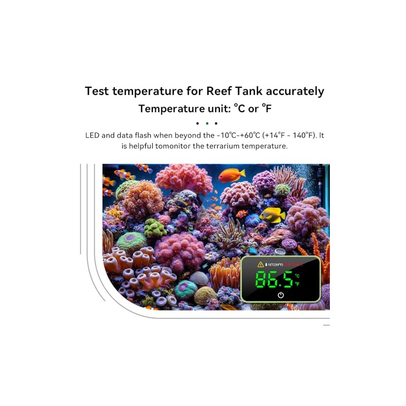 Aquarium Temperature Meter, LED Flashes When Beyond Normal Temperature Range,