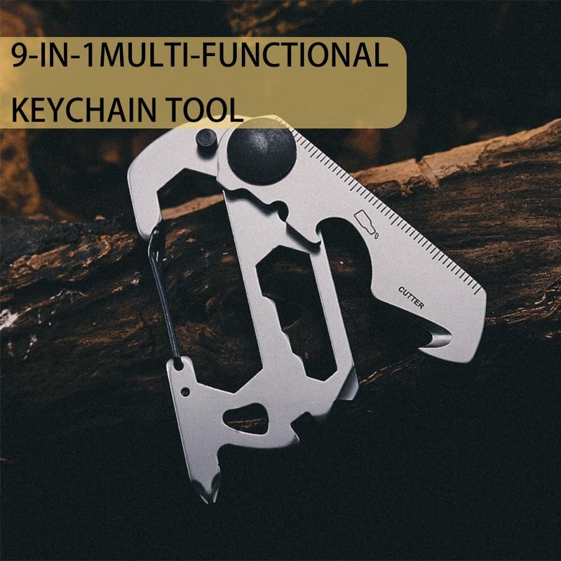 9-in-1 Keychain Multi-Tool - Portable Stainless Steel Pocket Tool with