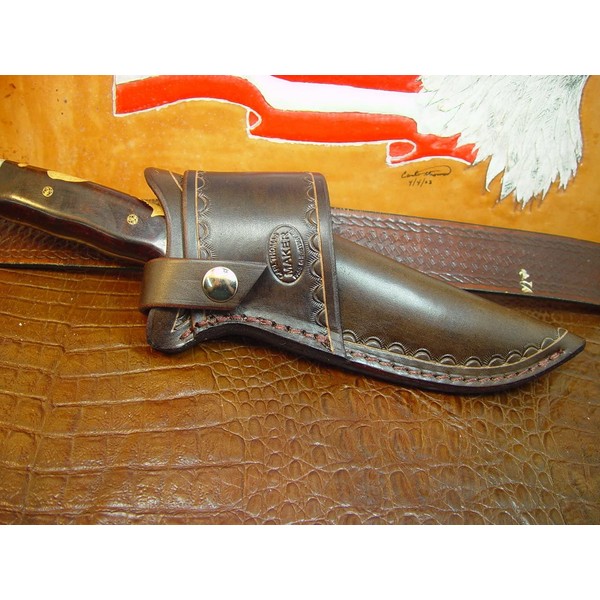 Buck 124 Cross Draw Knife Sheath Made Out of Buffalo Hide Leather.