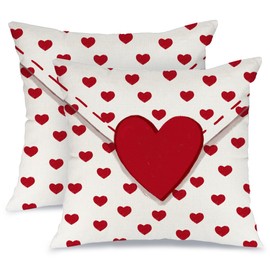 AACORS Valentine's Day Pillow Covers 18X18 Set of 2,Love Heart Decorations Holiday Farmhouse Decorative Pillow Case Decor for Sofa Couch