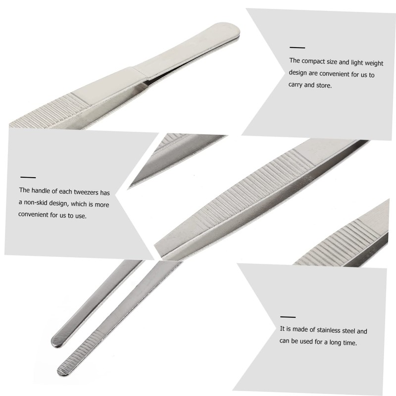 Gatuida 4pcs Stainless Steel Pin Bone Tweezers Long Manicure Tweezers