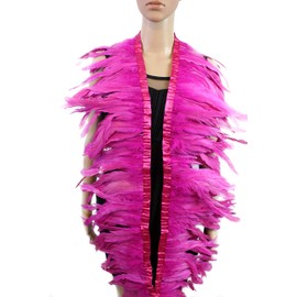 7 Color 2 Yard Long,8-10 inch Height Rooster Coque Feather Fringe Trim, for Skirt Dress Costume Roster Feather Trim (hot Pink)