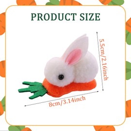 HIFANMM Easter Hair Clips for Girls, 2pcs White Bunny Hair Accessories Cute Cartoon Baby Hair Alligator Barrettes 3D Rabbit Carrot Hairpins Toddlers Kids for Party Princess Cosplay Decoration