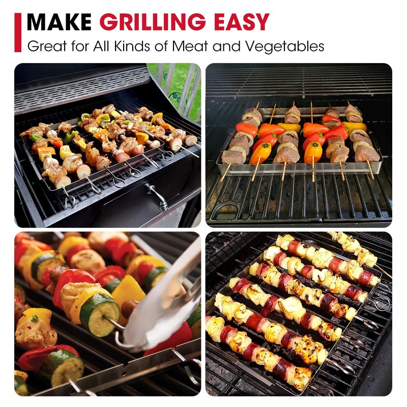 Unicook Upgraded Stainless Steel BBQ Shish Kabob Set, Large Foldable