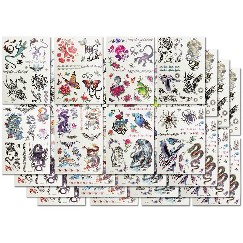 COM-FOUR ® 32x Tattoo Sheets of Temporary Tattoos for Girls.