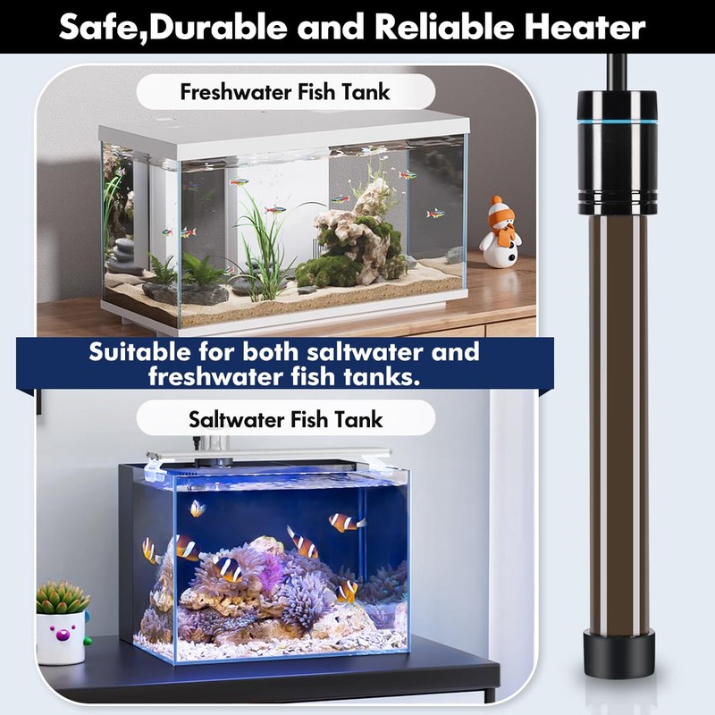 Orlushy 100W Submersible Aquarium Heater, Adjustable Fish Tank Heater with
