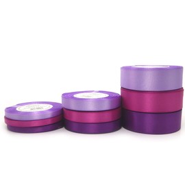 Set of 3 Colours Satin Ribbon Decorative Ribbon Craft Ribbon Gift Ribbon Sewing Ribbon Decorative Ribbon Lilac Berry Aubergine 6 12 25 mm M (6 mm)