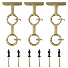 Soporte para barra de cortina, 3 soportes para barra de cortina doble, soporte para barra de cortina doble para sala de estar, recámara para barra de 1 pulgada, dorado