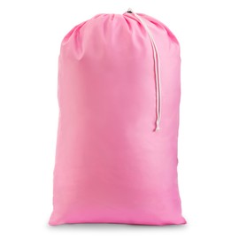 Nylon Laundry Bag - Locking Drawstring Closure and Machine Washable. These Bags will Fit a Laundry Basket or Hamper and Strong Enough to Carry up to Three Loads of Clothes. (Pink)