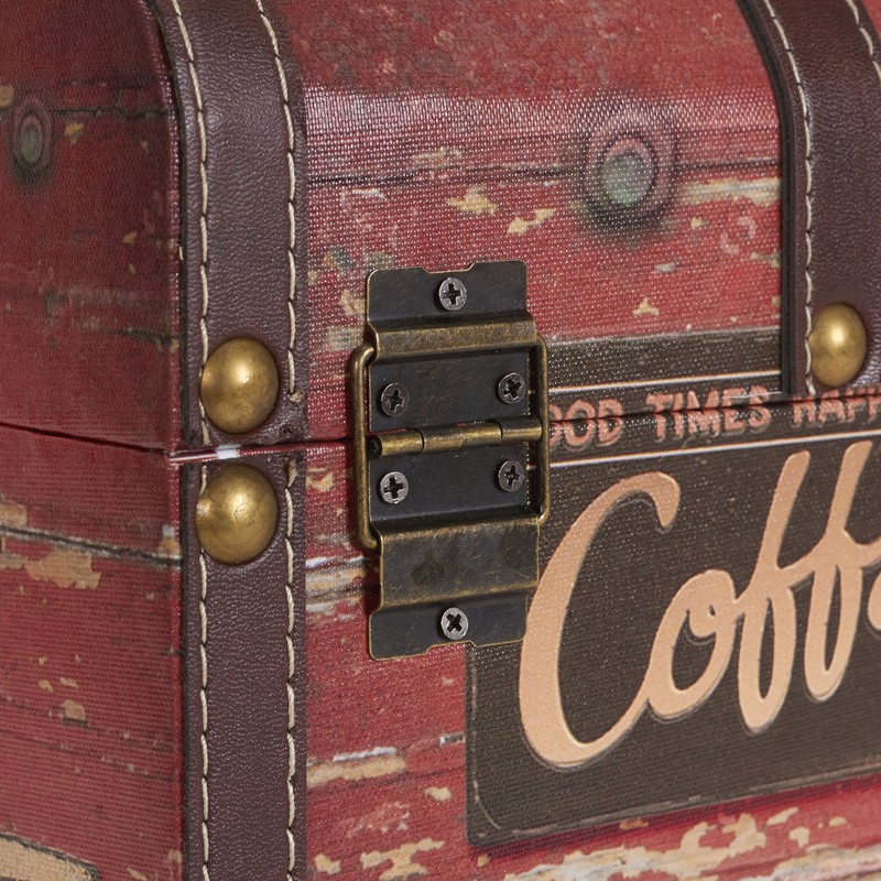 Household Essentials Medium Decorative Trunk, Coffee Shop Faux Decoupage, Antique