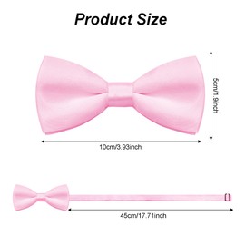 Bskifnn Kids Bow Tie Classic Solid Color Satin Bow Tie Adjustable Neck Bowtie for Kids Wedding Party (Pink)