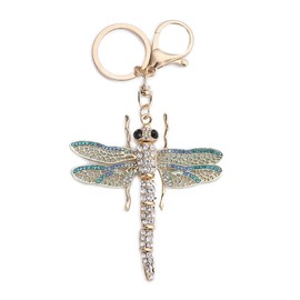 ARFUKA Keychain Dragonfly Insect Pendant Keychain Rhinestone Crystal Keyring Car Key Chain Key Holder Handbag Purse Charm, Gift Ideas for Her, Gift Exchange Ideas