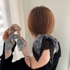 무늬 실크 스카프 헤어끈 헤어슈슈 똥머리 헤어 스크런치 고무줄 Patterned Silk Scarf Hair Tie Scrunchie Donut Hair Scrunchy Rubber Band