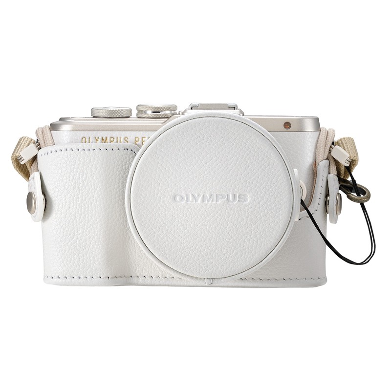 OLYMPUS Genuine Leather Lens Jacket for 14-42mm EZ Lens White