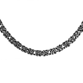 Tuscany Silver Men's Sterling Silver Rhodium Plated Oxidised Byzantine Chain - 56cm/22"