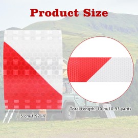 WEFINEST 5 cm x 10 m Reflective Tape For Clothing, Red And White Reflective Tape Bike with Scraper, High Visibility Reflective Strips Waterproof Fluorescent Tape for Car, Motorbike, Bicycle, Pram