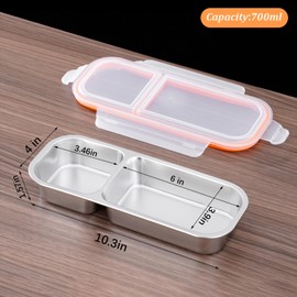 lianhuashan Stainless Steel Snackle Box Container – 2 Compartment Bento Box Adults,Proof Lunch for Food Storage, Ideal for School, Work, Camping, Travel,Airtight Seal for Fruits, Meals, Snacks